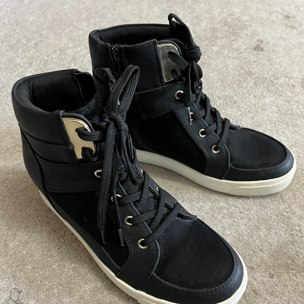 Call It Spring Black Mid-Top Sneakers